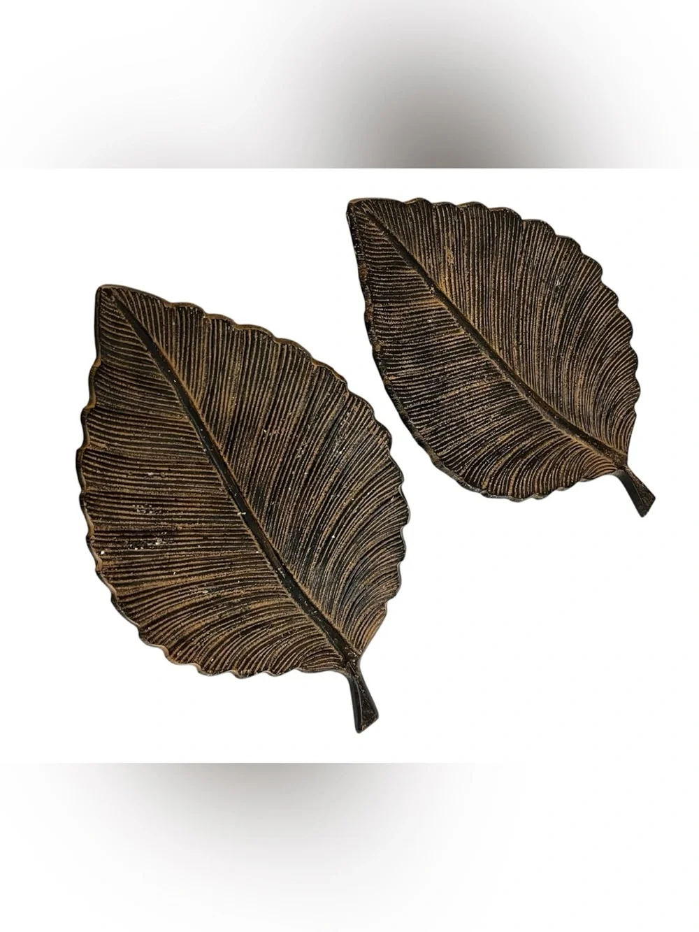 Set Of 2 Kohl’s Fall Rustic Metal Leaf Pillar Candle Holder Tray Bronze 10”